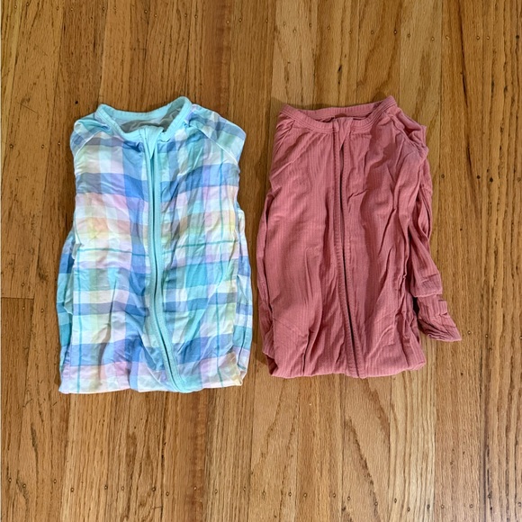 Little Sleepies Zippy Bundle: Pastel Plaid and Clay Ribbed, 6-12 mo - Picture 2 of 13